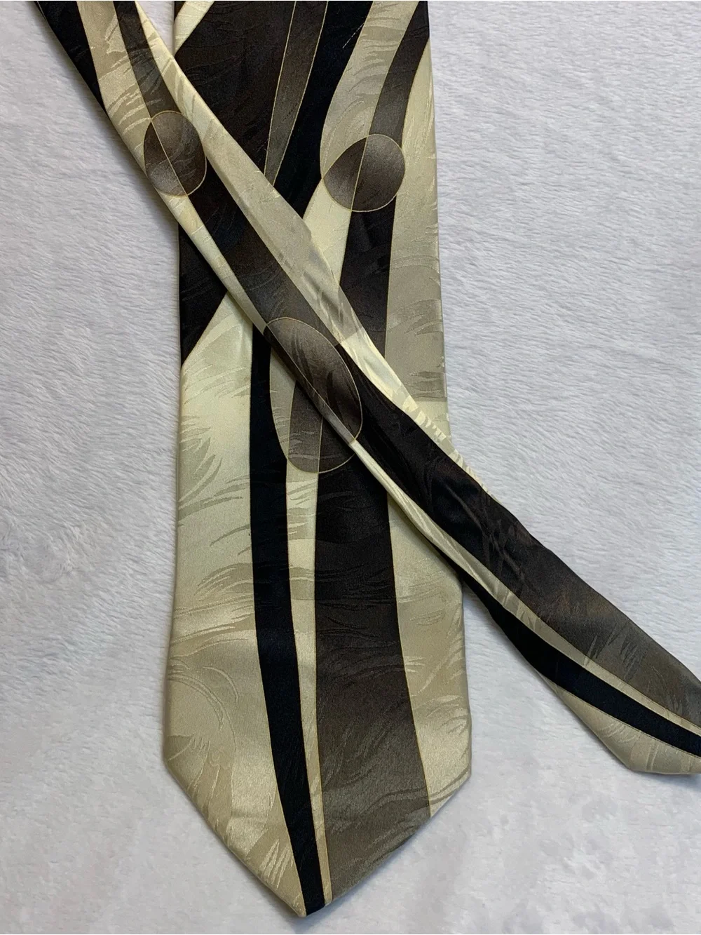 Vintage Ottimo Uomo Artistic Silk Geometric Mens Tie Made In Italy Multicolor